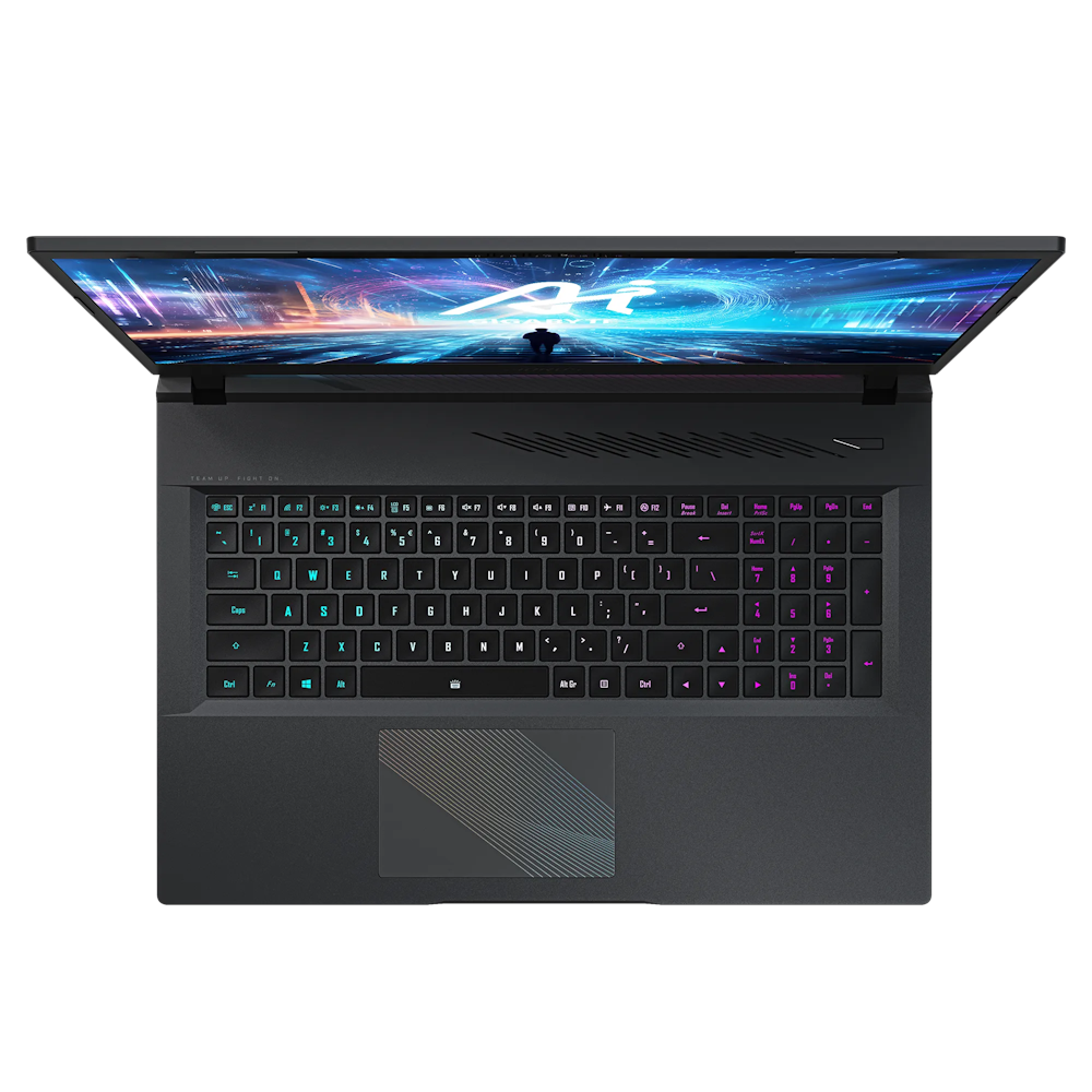 A large main feature product image of Gigabyte AORUS 17 BSG-13AU654SH 17.3" 240Hz Ultra 7 155H RTX 4070 Win 11 Gaming Notebook