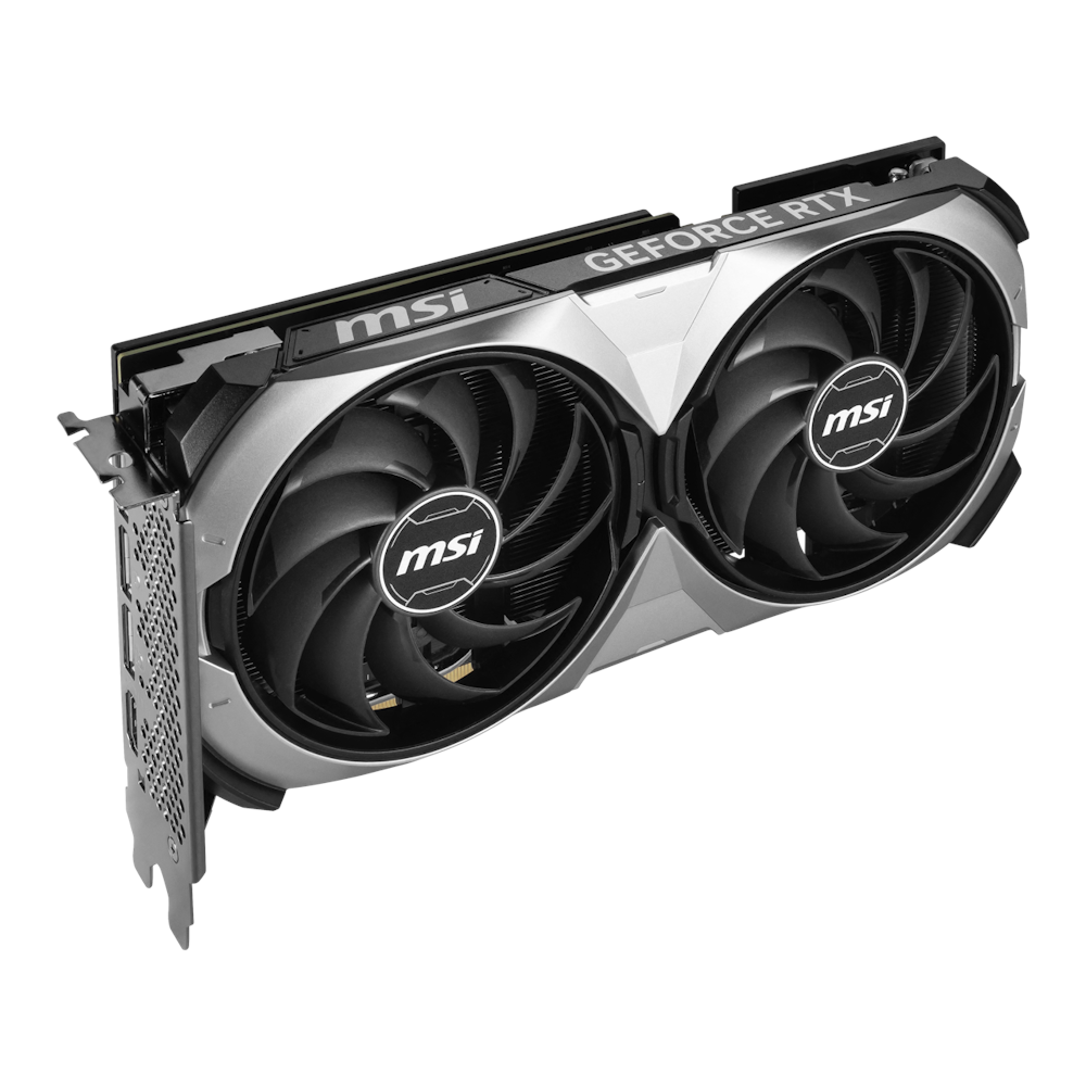 A large main feature product image of MSI GeForce RTX 4070 SUPER Ventus 2X OC 12GB GDDR6X - Black