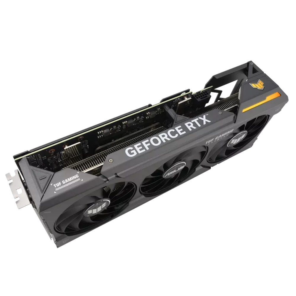 A large main feature product image of ASUS GeForce RTX 4070 SUPER TUF Gaming OC 12GB GDDR6X
