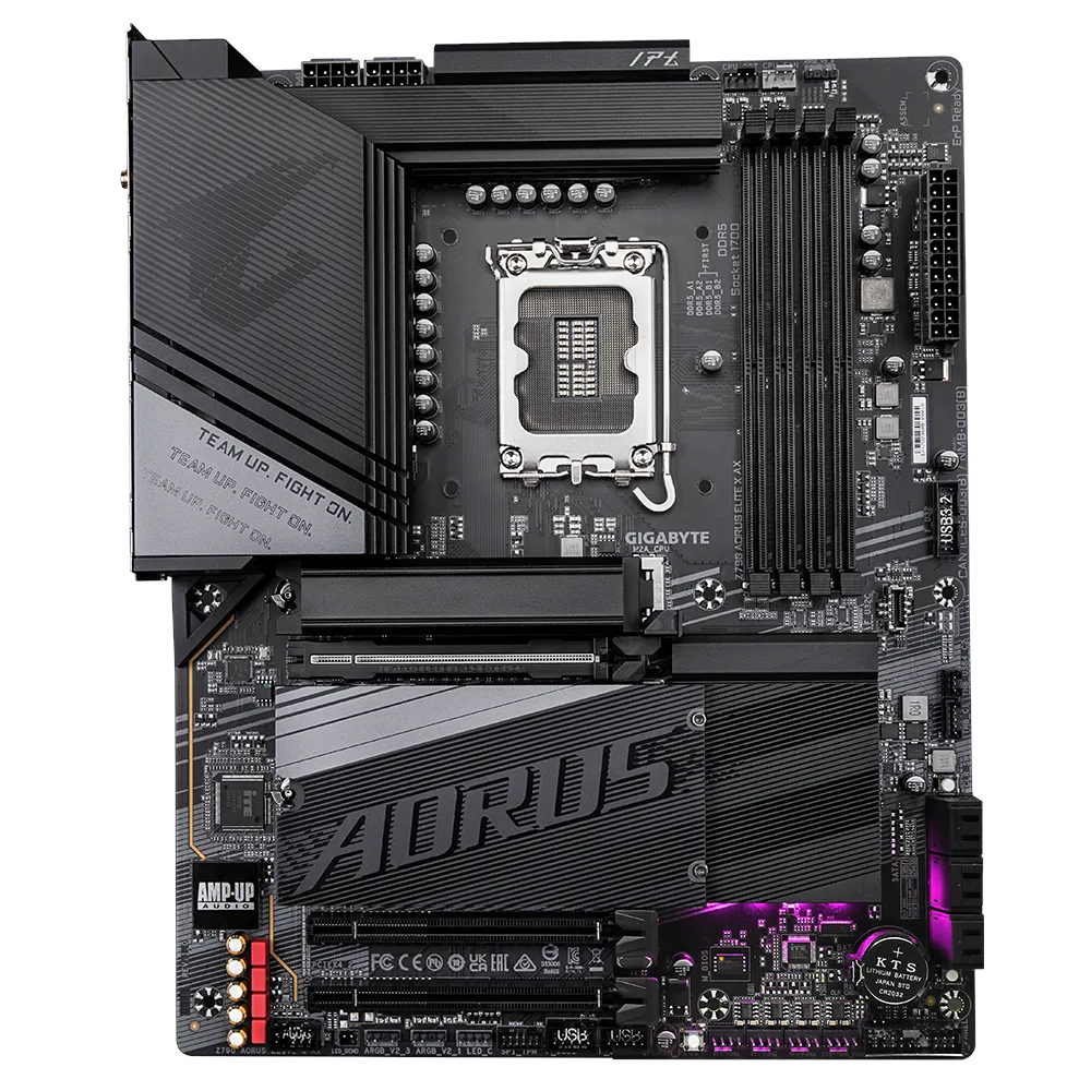 A large main feature product image of Gigabyte Z790 AORUS ELITE X AX LGA1700 ATX Desktop Motherboard