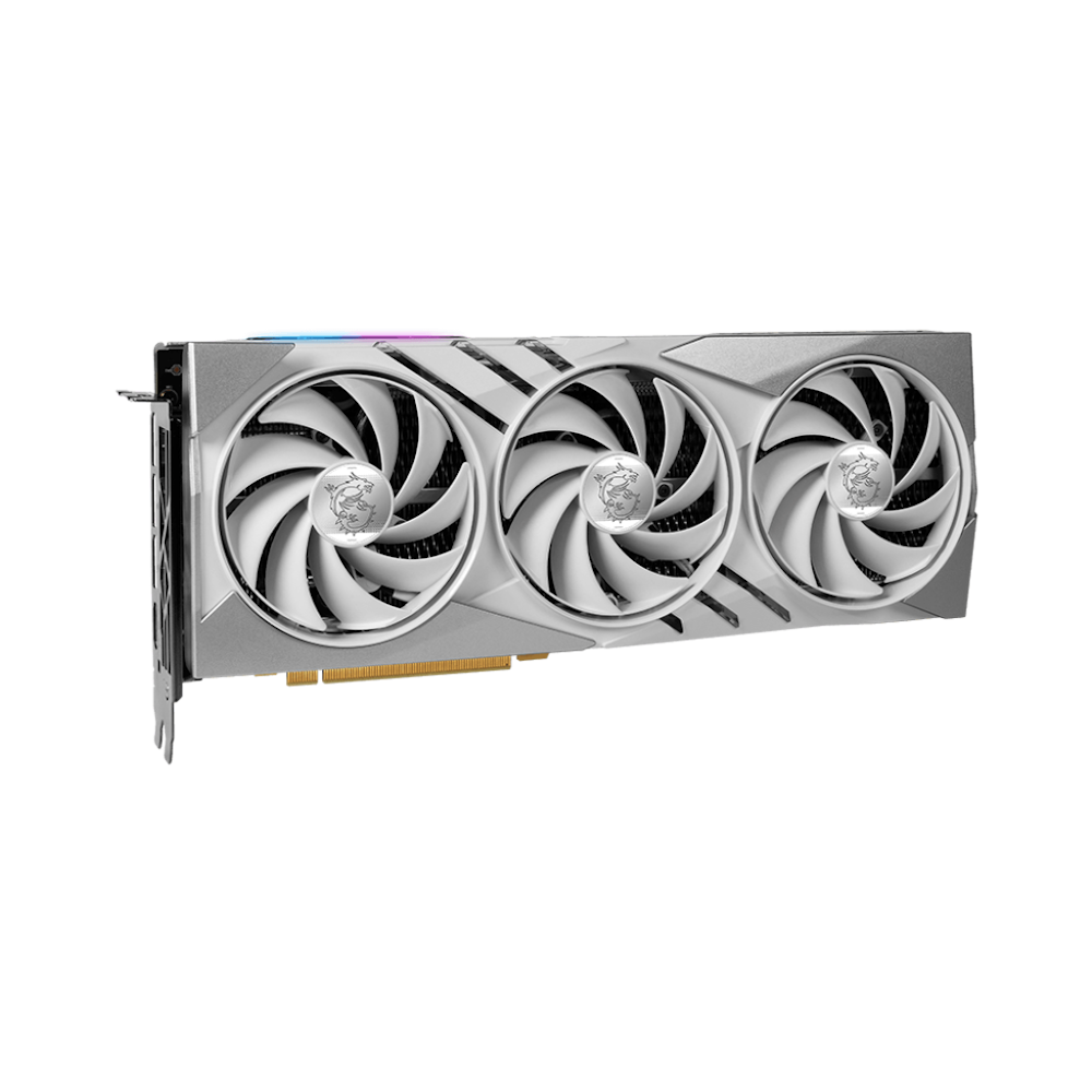 A large main feature product image of MSI GeForce RTX 4070 SUPER Gaming X Slim 12GB GDDR6X  - White