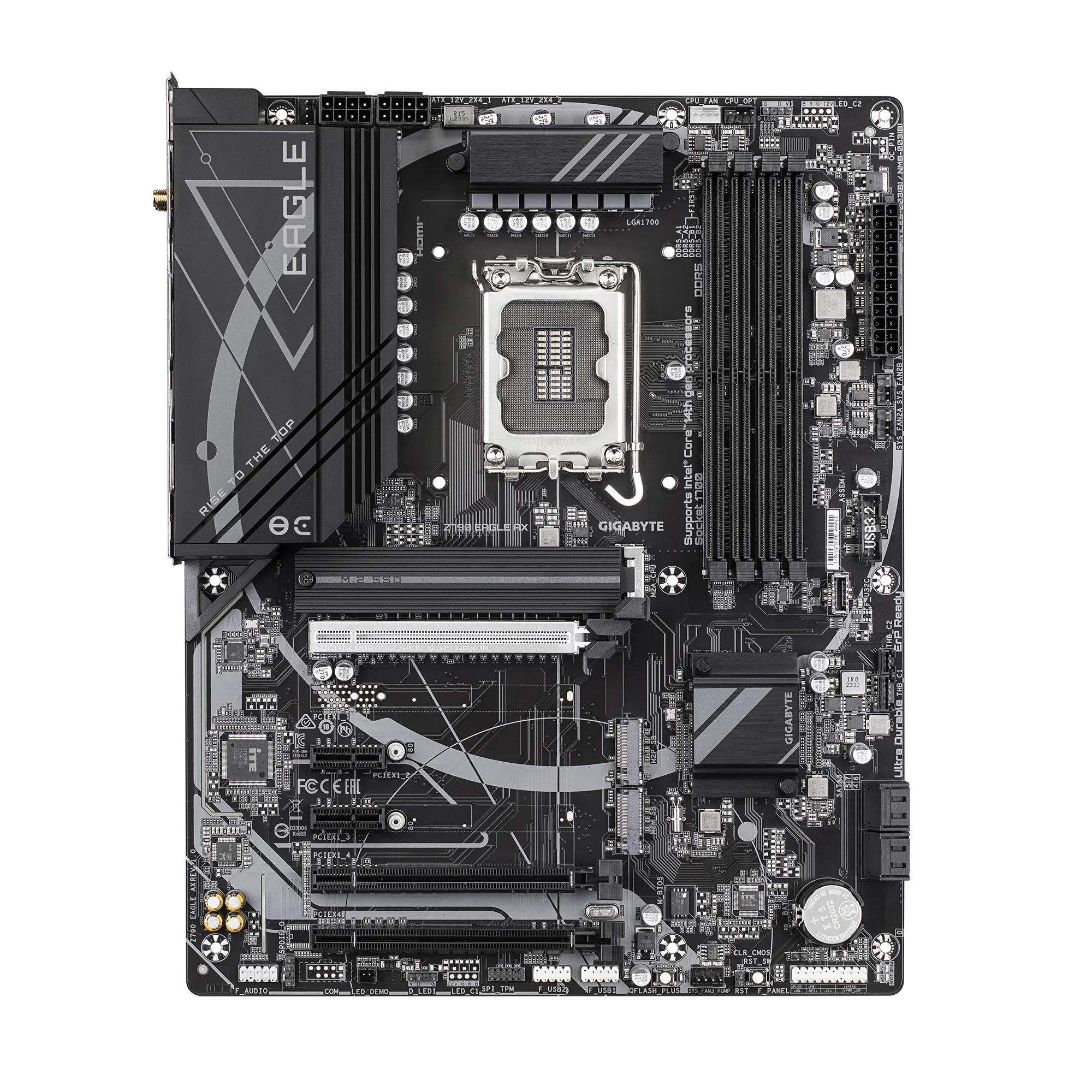A large main feature product image of Gigabyte Z790 Eagle AX LGA1700 ATX Desktop Motherboard