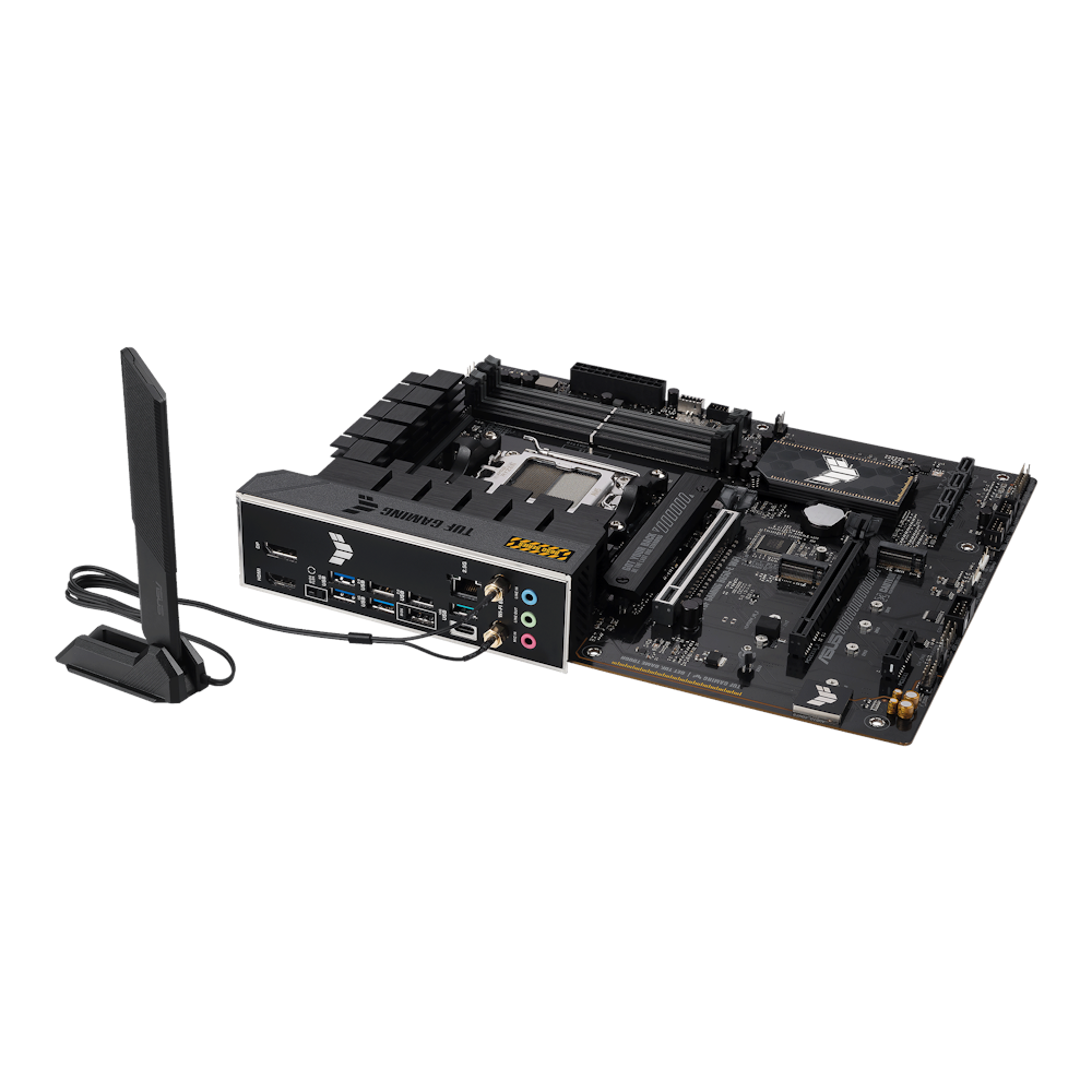 A large main feature product image of ASUS TUF Gaming B650-E WIFI AM5 ATX Desktop Motherboard