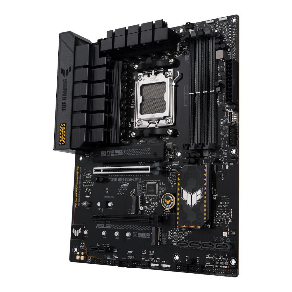 A large main feature product image of ASUS TUF Gaming B650-E WIFI AM5 ATX Desktop Motherboard