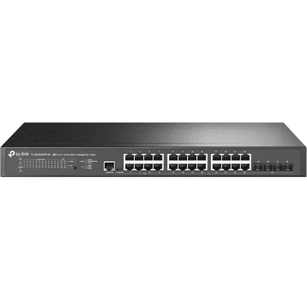 TP-Link JetStream TL-SG3428XPP-M2 - 24-Port 2.5GBASE-T and 4-Port 10GE SFP+ L2+ Managed Switch with 16-Port PoE+ & 8-Port PoE++