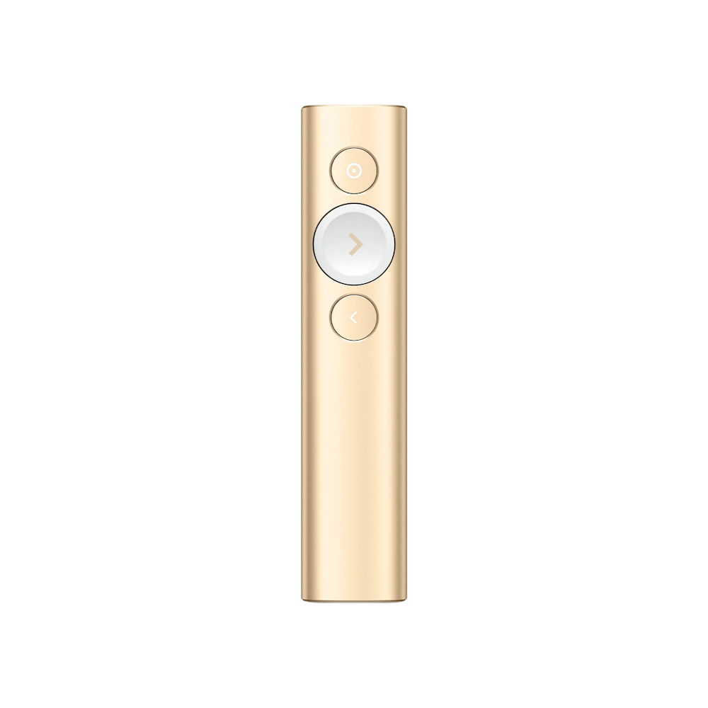 A large main feature product image of Logitech Spotlight - Wireless Presentation Remote (Gold)