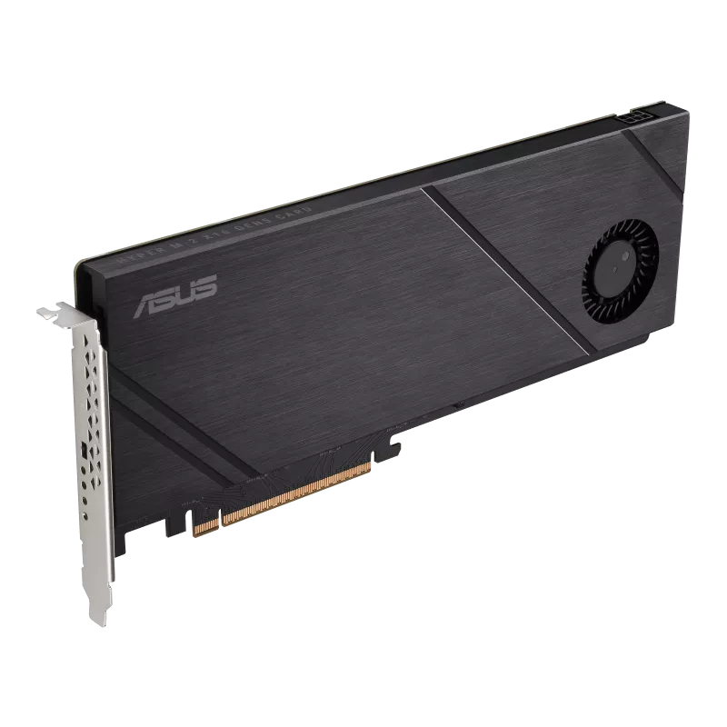A large main feature product image of ASUS HYPER M.2 X16 GEN5 CARD