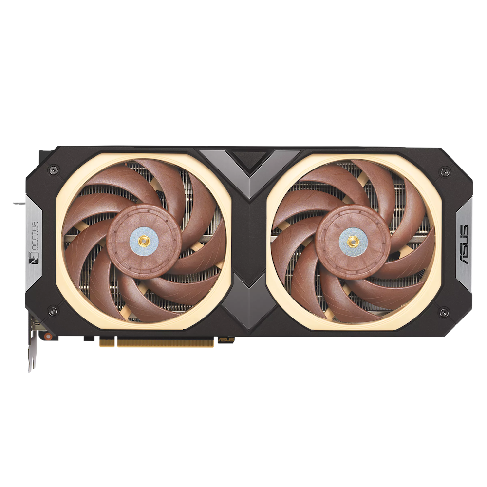 A large main feature product image of ASUS GeForce RTX 4080 SUPER Noctua OC 16GB GDDR6X