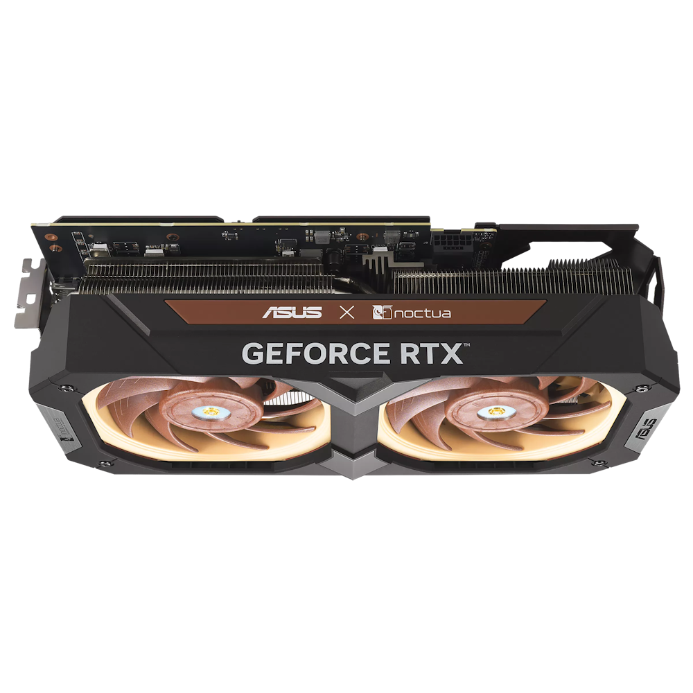 A large main feature product image of ASUS GeForce RTX 4080 SUPER Noctua OC 16GB GDDR6X