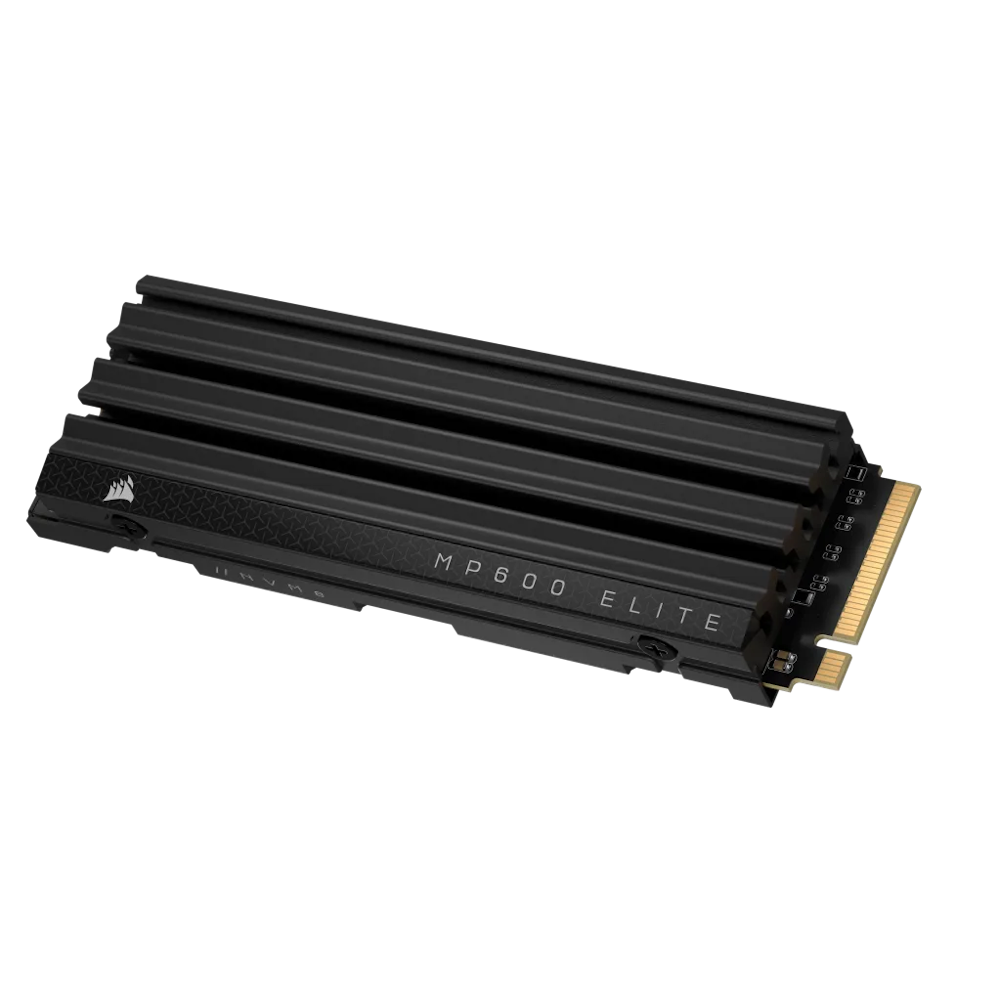 A large main feature product image of Corsair MP600 ELITE w/ Heatsink PCIe Gen4 NVMe M.2 SSD - 1TB
