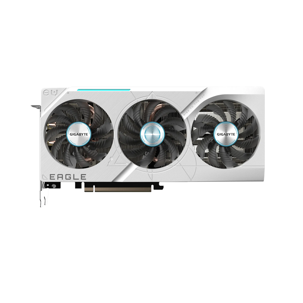 A large main feature product image of Gigabyte GeForce RTX 4070 SUPER Eagle OC Ice 12GB GDDR6X
