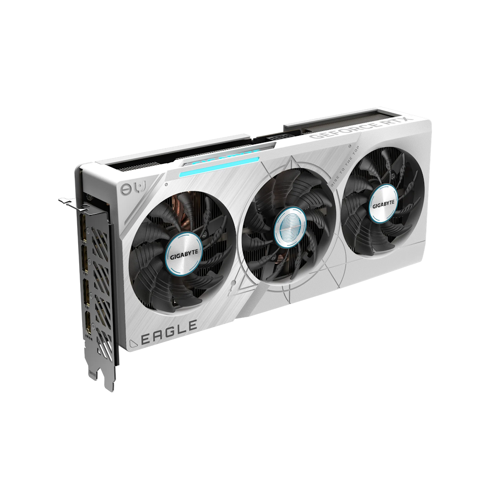 A large main feature product image of Gigabyte GeForce RTX 4070 SUPER Eagle OC Ice 12GB GDDR6X