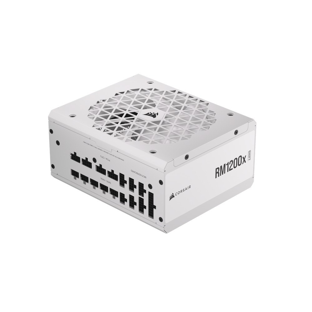 A large main feature product image of Corsair RM1200x Shift 1200W Gold ATX Modular PSU - White
