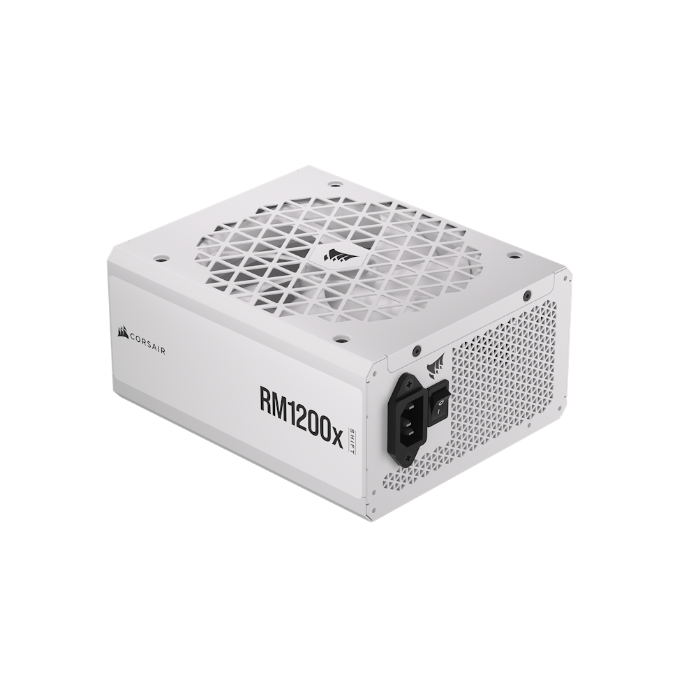 A large main feature product image of Corsair RM1200x Shift 1200W Gold ATX Modular PSU - White