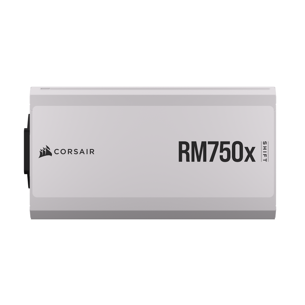 A large main feature product image of Corsair RM750x Shift 750W Gold ATX Modular PSU - White