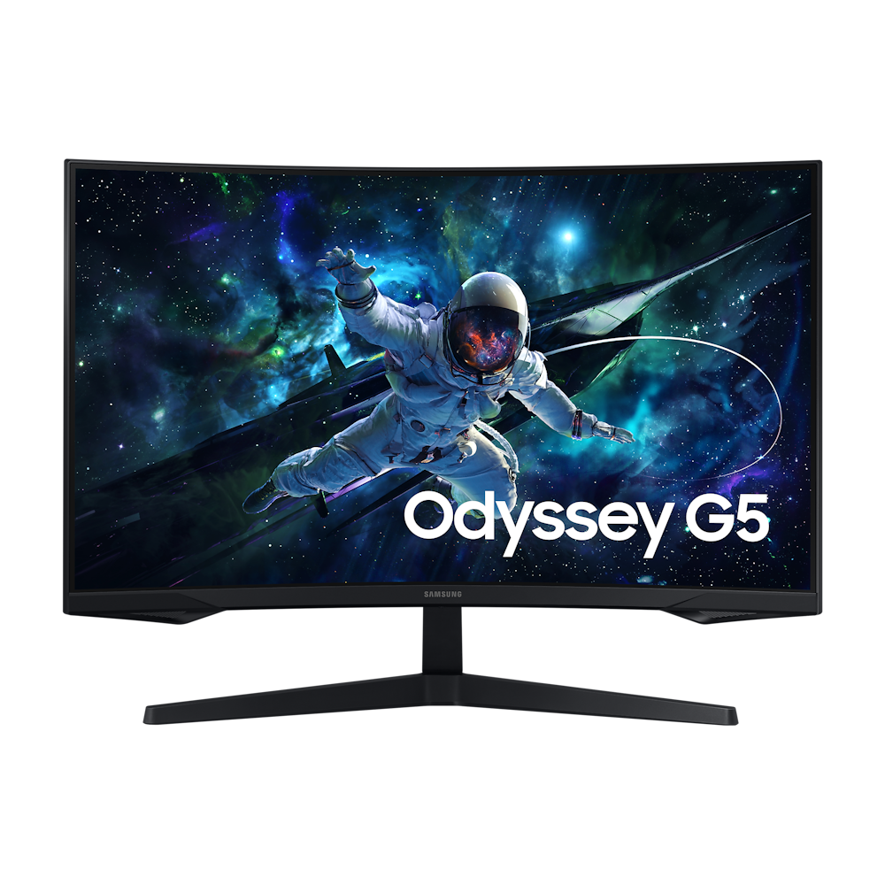 A large main feature product image of Samsung Odyssey G55C 32" Curved QHD 165Hz VA Monitor