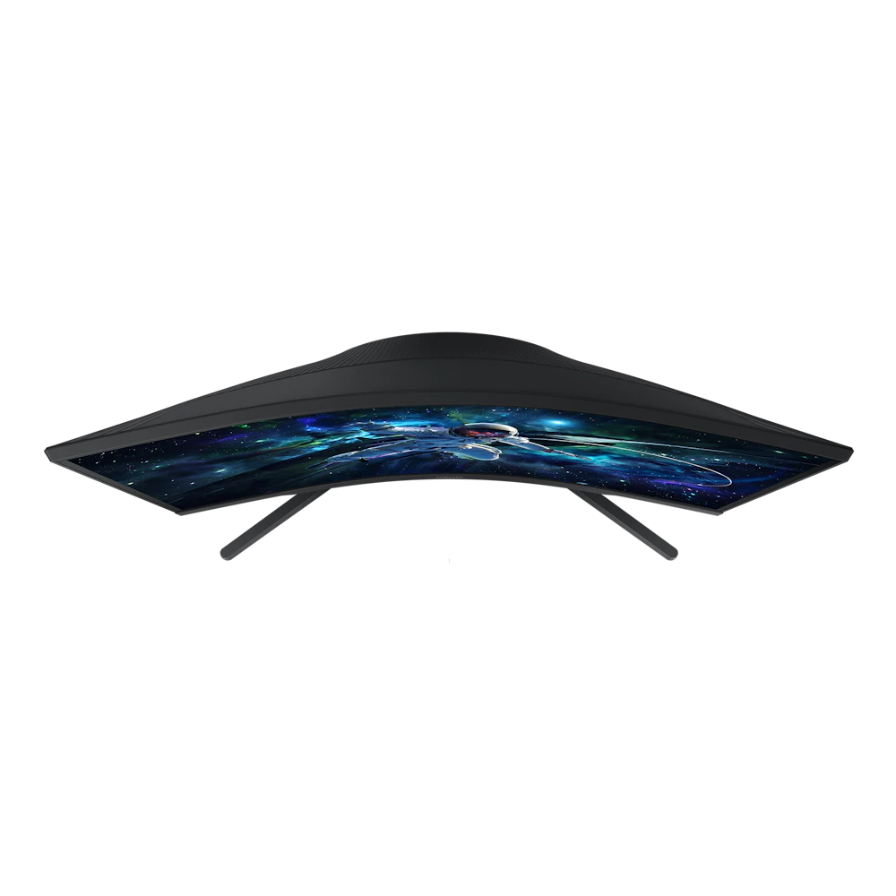 A large main feature product image of Samsung Odyssey G55C - 27" Curved 1440p 165Hz VA Gaming Monitor