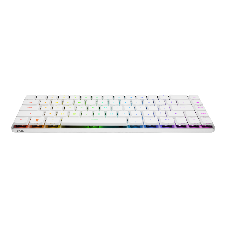 A large main feature product image of ASUS ROG FALCHION RX Low Profile 65% Compact Wireless Gaming Keyboard - ROG Red Switch