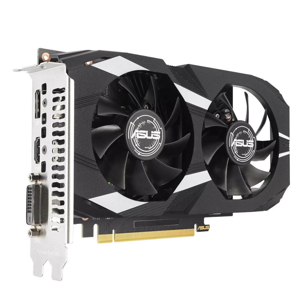 A large main feature product image of ASUS GeForce RTX 3050 Dual OC 6GB GDDR6