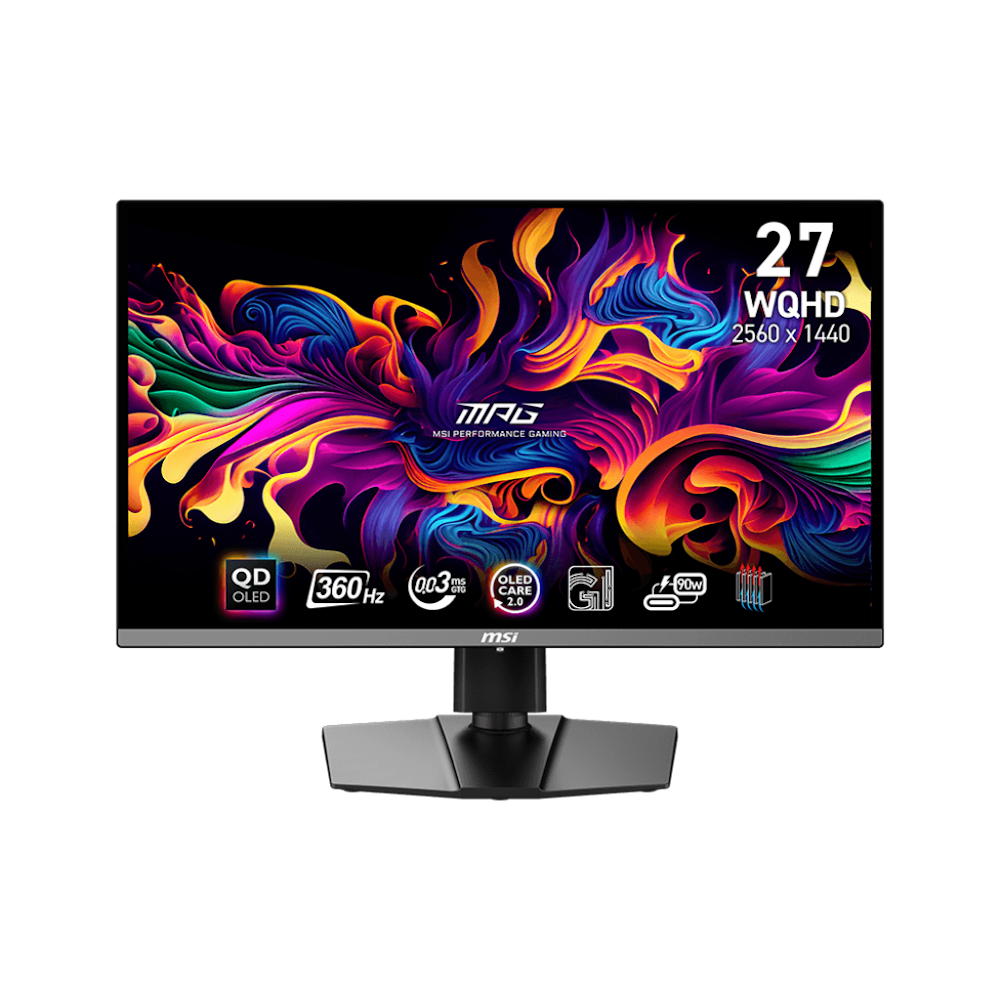 A large main feature product image of MSI MPG 271QRX 27” 1440p 360Hz QD-OLED Monitor