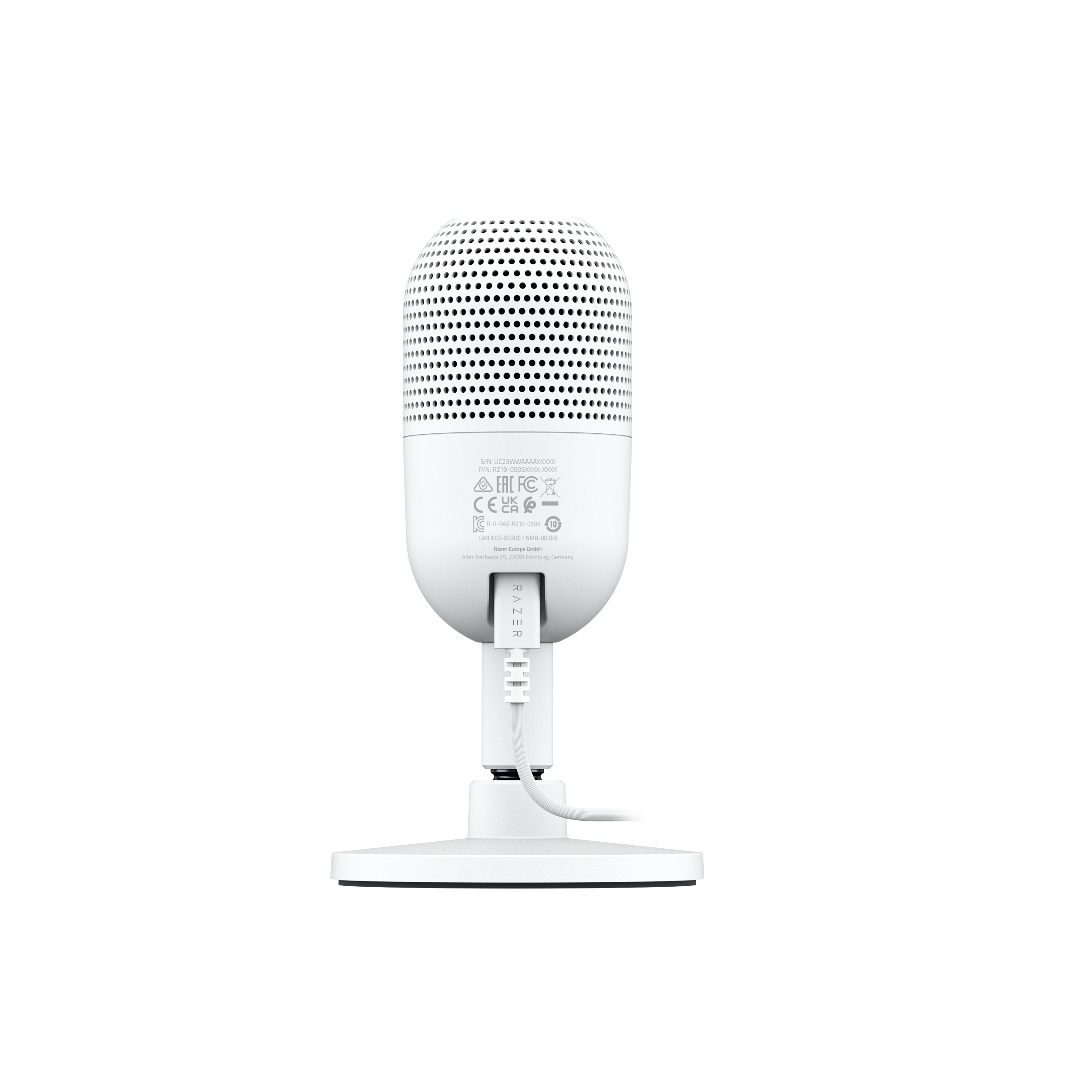 A large main feature product image of Razer Seiren V3 Mini - Ultra-Compact USB Microphone (White)