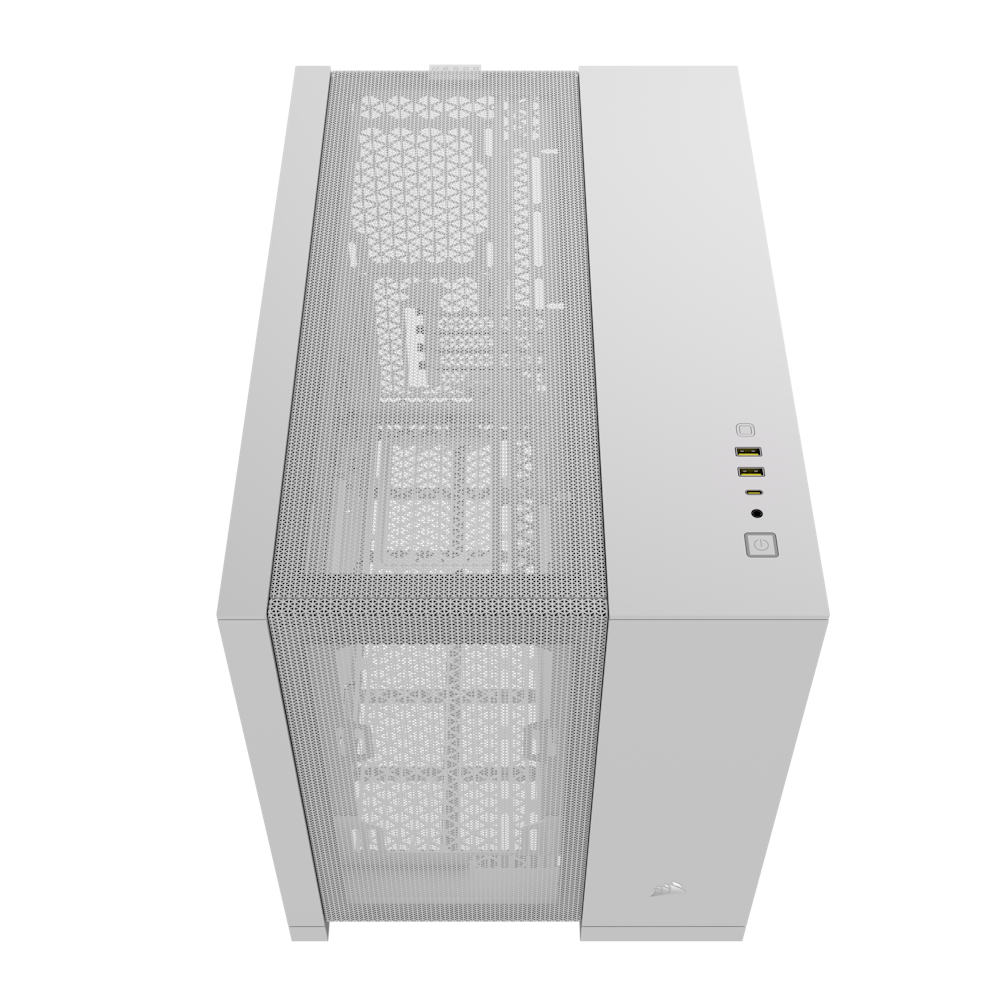 A large main feature product image of Corsair 2500D Airflow Tempered Glass mATX Case - White