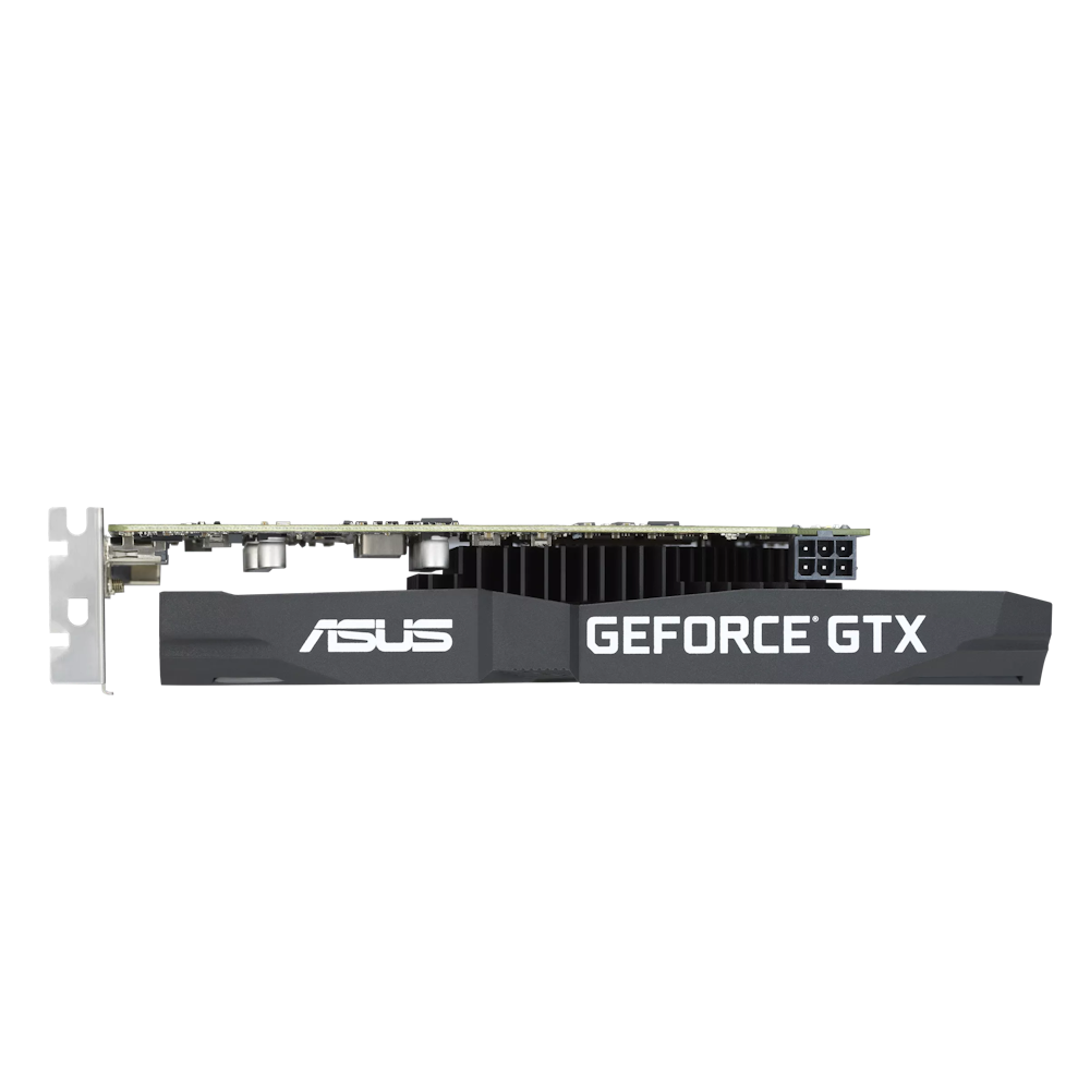 A large main feature product image of ASUS GeForce GTX 1650 Dual P Evo 4GB GDDR6