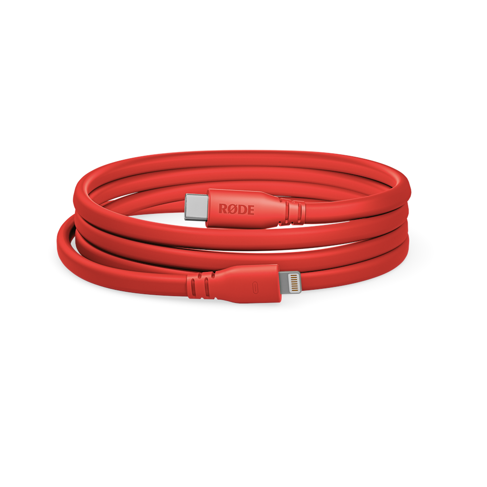 A large main feature product image of Rode USB-C to Lightning Cable 1.5m - Red