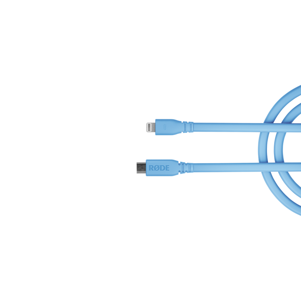 A large main feature product image of Rode USB-C to Lightning Cable 1.5m - Blue