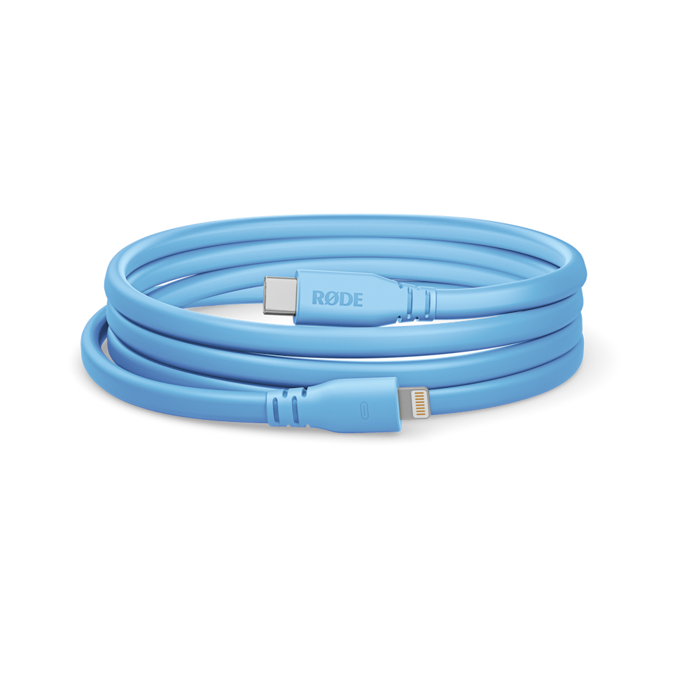 A large main feature product image of Rode USB-C to Lightning Cable 1.5m - Blue