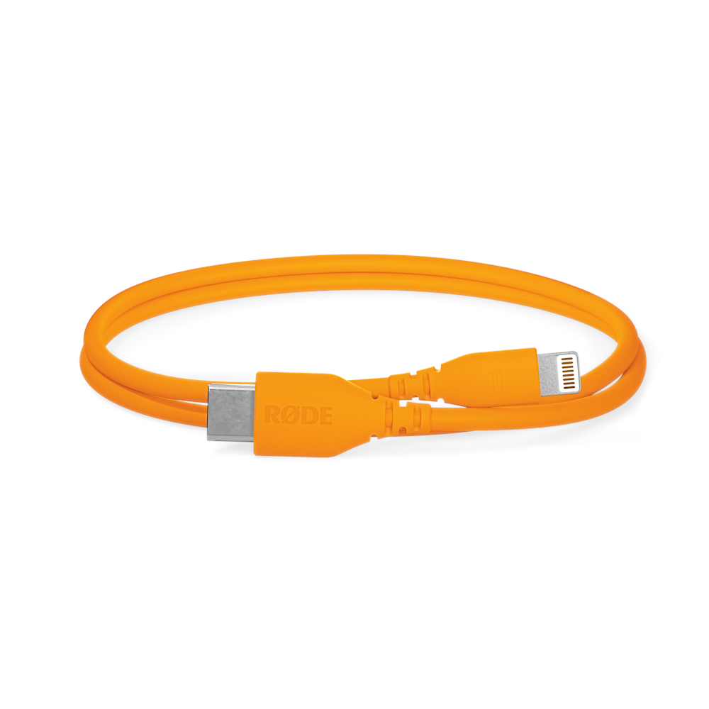 A large main feature product image of Rode USB-C to Lightning Cable 30cm - Orange