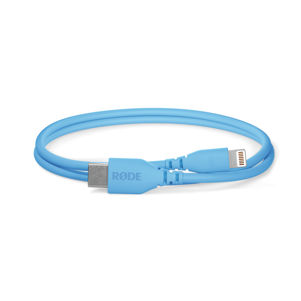 A large main feature product image of Rode USB-C to Lightning Cable 30cm - Blue
