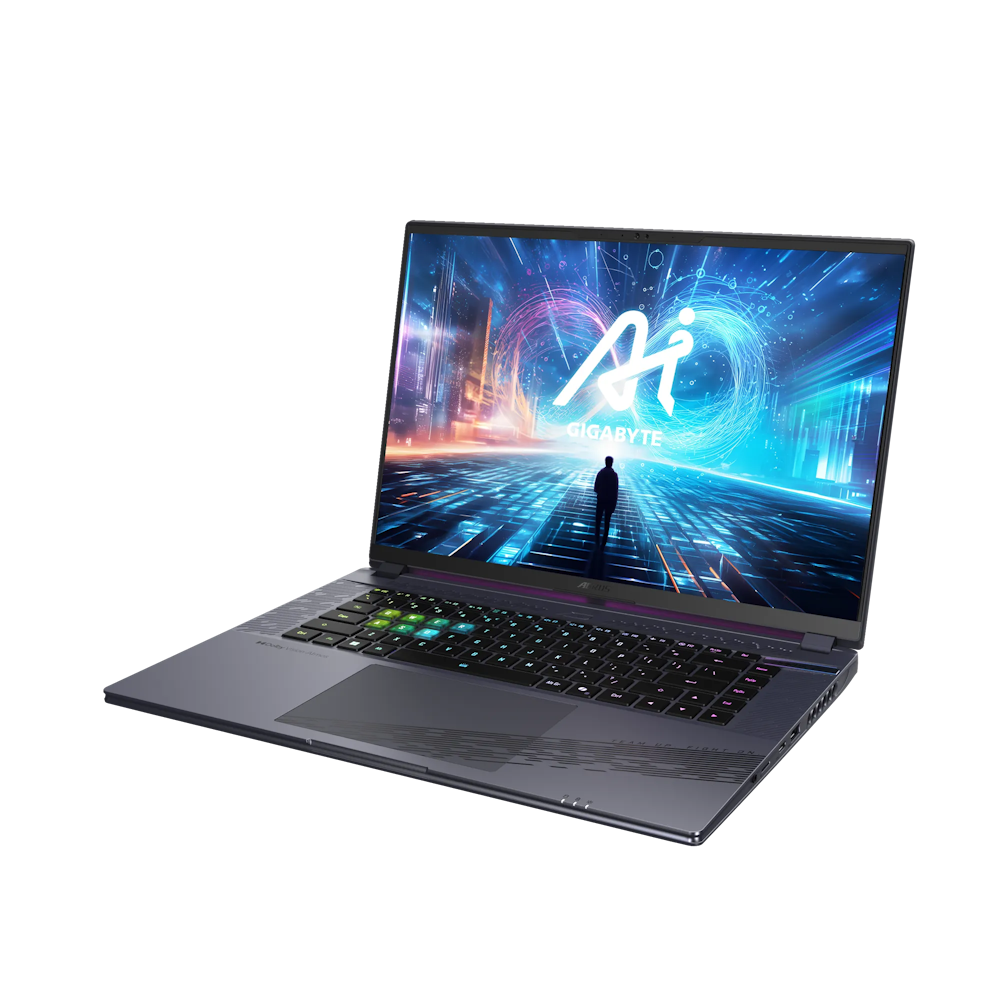 A large main feature product image of Gigabyte AORUS 16X (ASG) - 16" 165Hz, 14th Gen i7, RTX 4070, 32GB/1TB - Win 11 Gaming Notebook