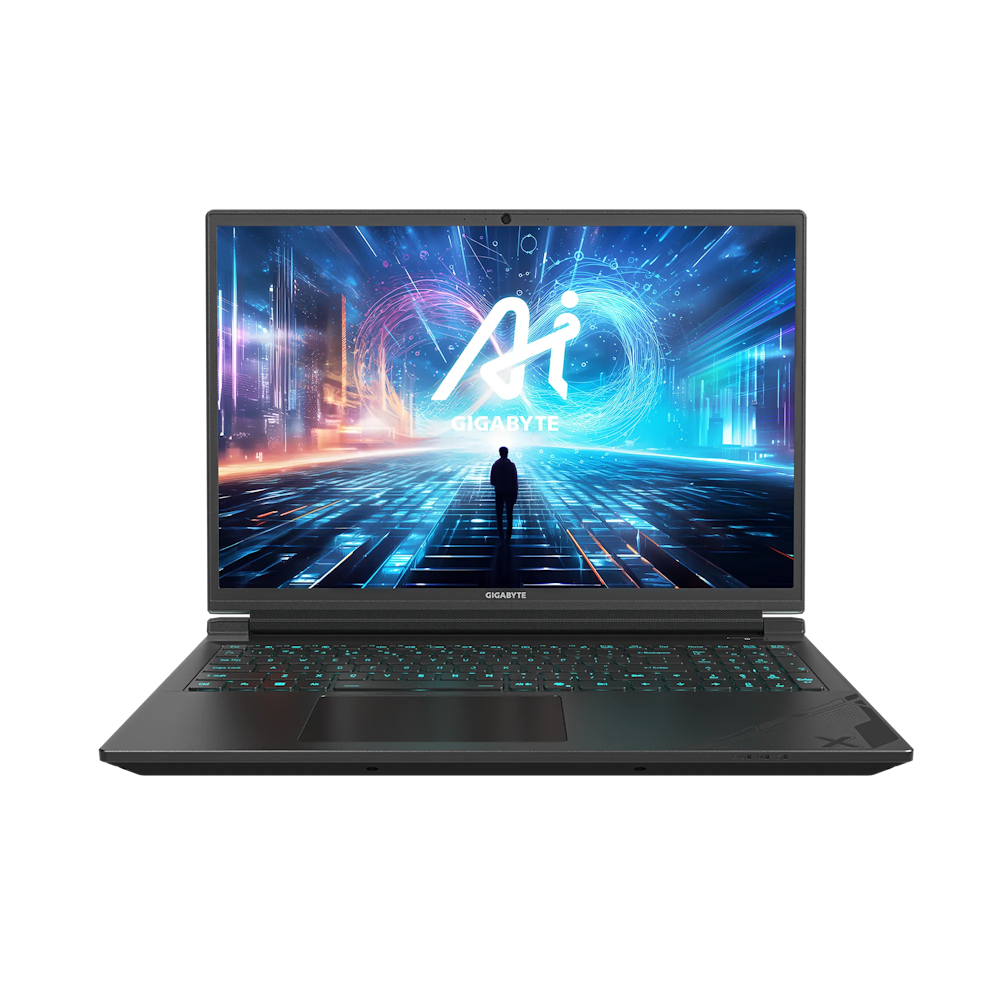 A large main feature product image of Gigabyte G6X (9KG) - 16" 165Hz, 13th Gen i7, RTX 4060, 16GB/1TB - Win 11 Gaming Notebook