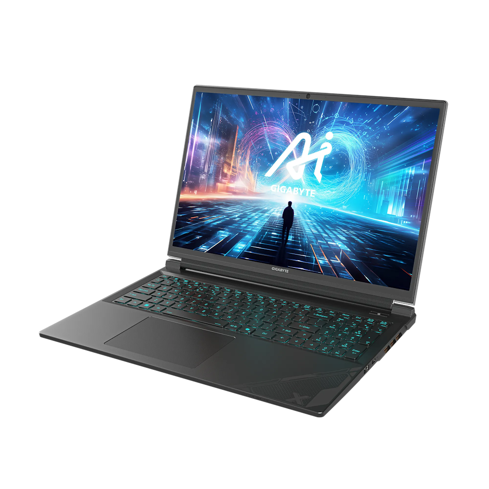 A large main feature product image of Gigabyte G6X 9KG-43AU854SH 16" 165Hz 13th Gen i7 13650HX RTX 4060 Win 11 Gaming Notebook