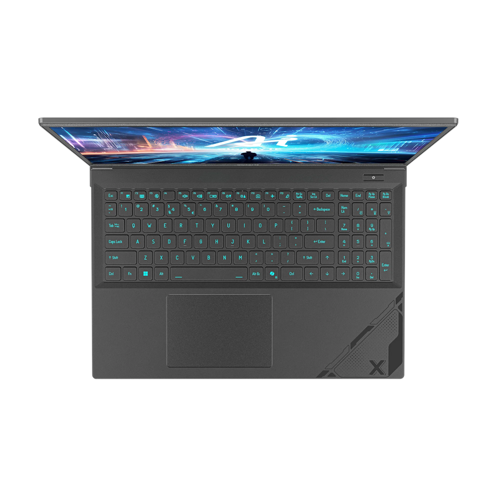 A large main feature product image of Gigabyte G6X 9MG-42AU854SH 16" 165Hz 13th Gen i7 13650HX RTX 4050 Win 11 Gaming Notebook