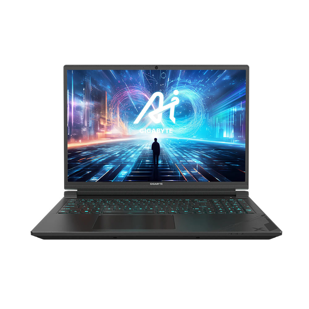 A large main feature product image of Gigabyte G6X 9MG-42AU854SH 16" 165Hz 13th Gen i7 13650HX RTX 4050 Win 11 Gaming Notebook