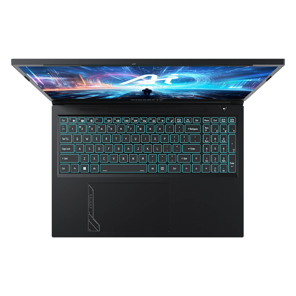 A large main feature product image of Gigabyte G6 KF-H3AU854KH 16" 165Hz 13th Gen i7 13620H RTX 4060 Win 11 Gaming Notebook