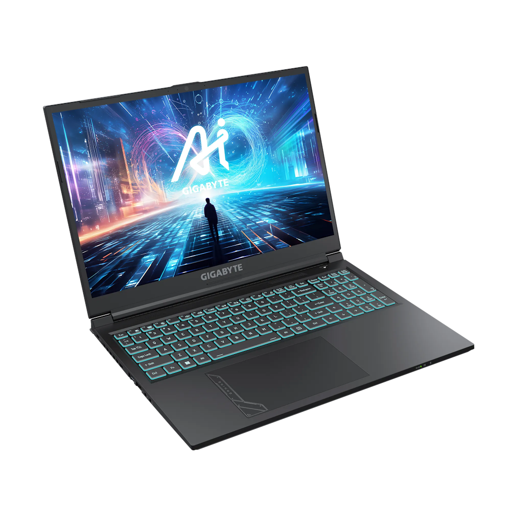 A large main feature product image of Gigabyte G6 MF-H2AU854KH 16" 165Hz 13th Gen i7 13620H RTX 4050 Win 11 Gaming Notebook