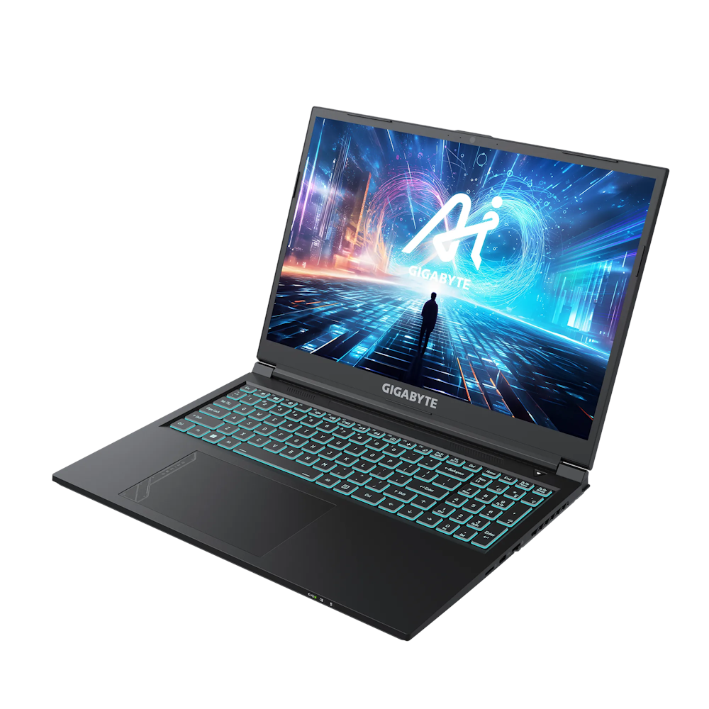 A large main feature product image of Gigabyte G6 MF-H2AU854KH 16" 165Hz 13th Gen i7 13620H RTX 4050 Win 11 Gaming Notebook