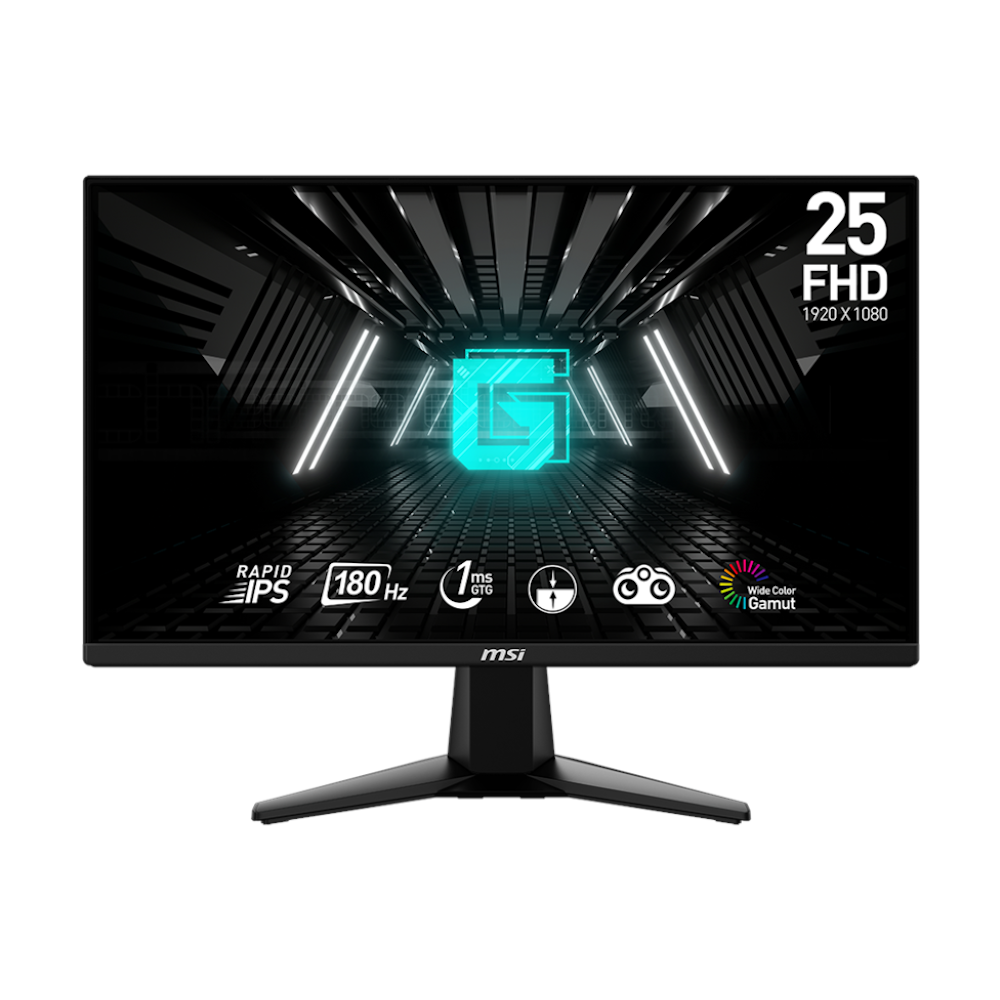 A large main feature product image of MSI G255F - 24.5" 1080p 180Hz IPS Gaming Monitor