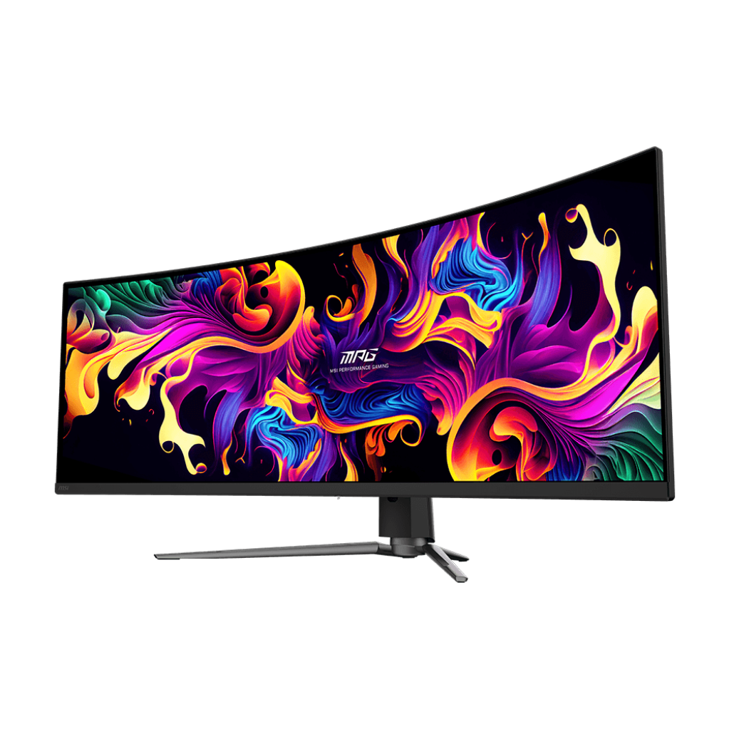 A large main feature product image of MSI MPG MPG 491CQP - 49" Curved 144Hz QD-OLED Gaming Monitor