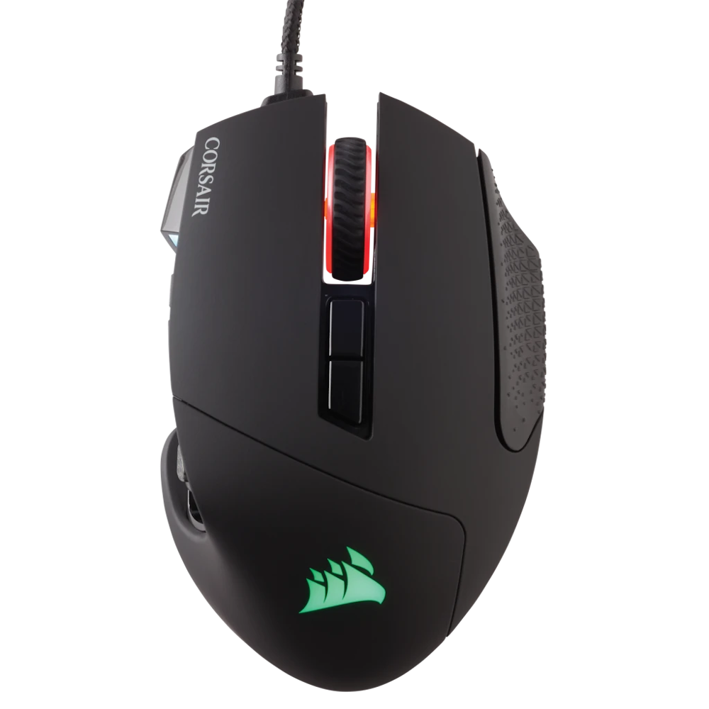 A large main feature product image of Corsair Scimitar Pro RGB Gaming Mouse