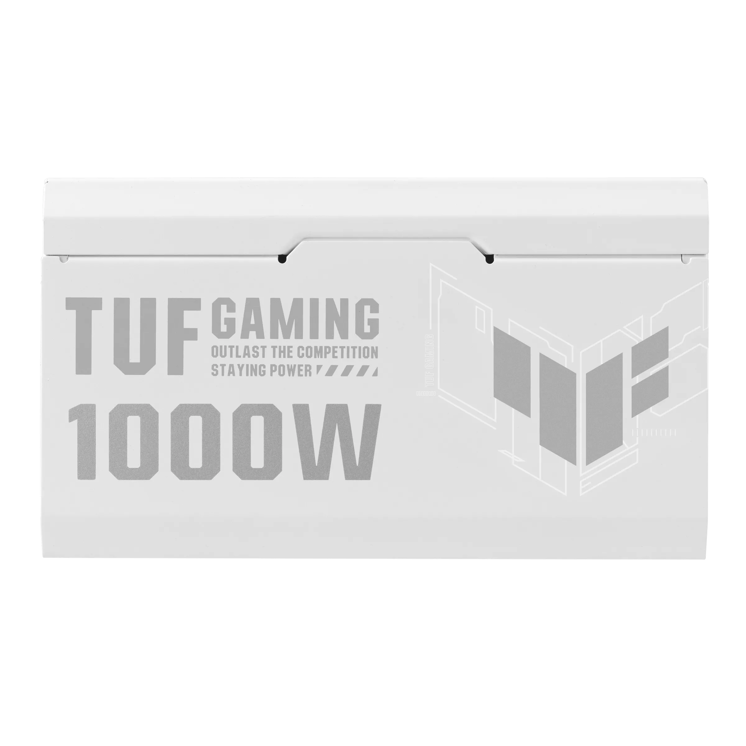 A large main feature product image of ASUS TUF Gaming 1000W Gold PCIe 5.0 ATX Modular PSU (White)