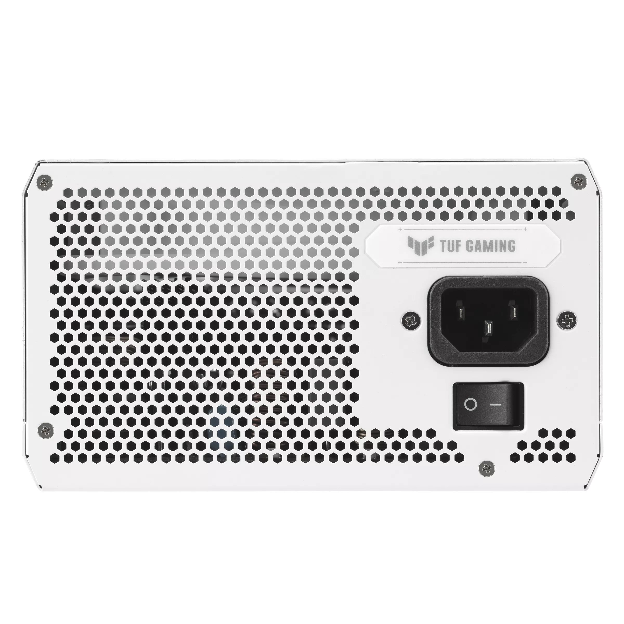 A large main feature product image of ASUS TUF Gaming 1000W Gold PCIe 5.0 ATX Modular PSU (White)