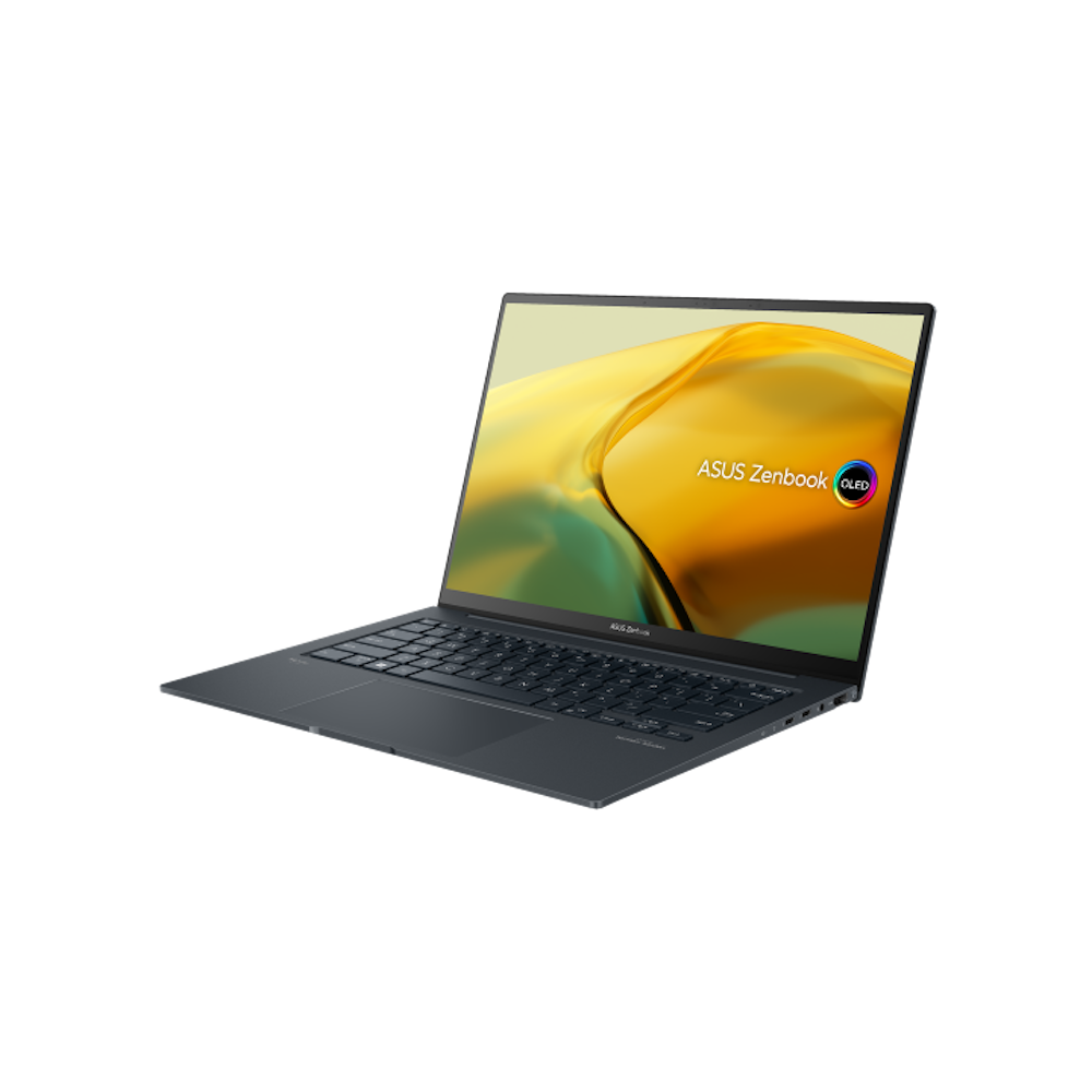 A large main feature product image of ASUS Zenbook 14X OLED (UX3404) - 14.5" 120Hz, 13th Gen i7, 16GB/1TB - Win 11 Pro Notebook