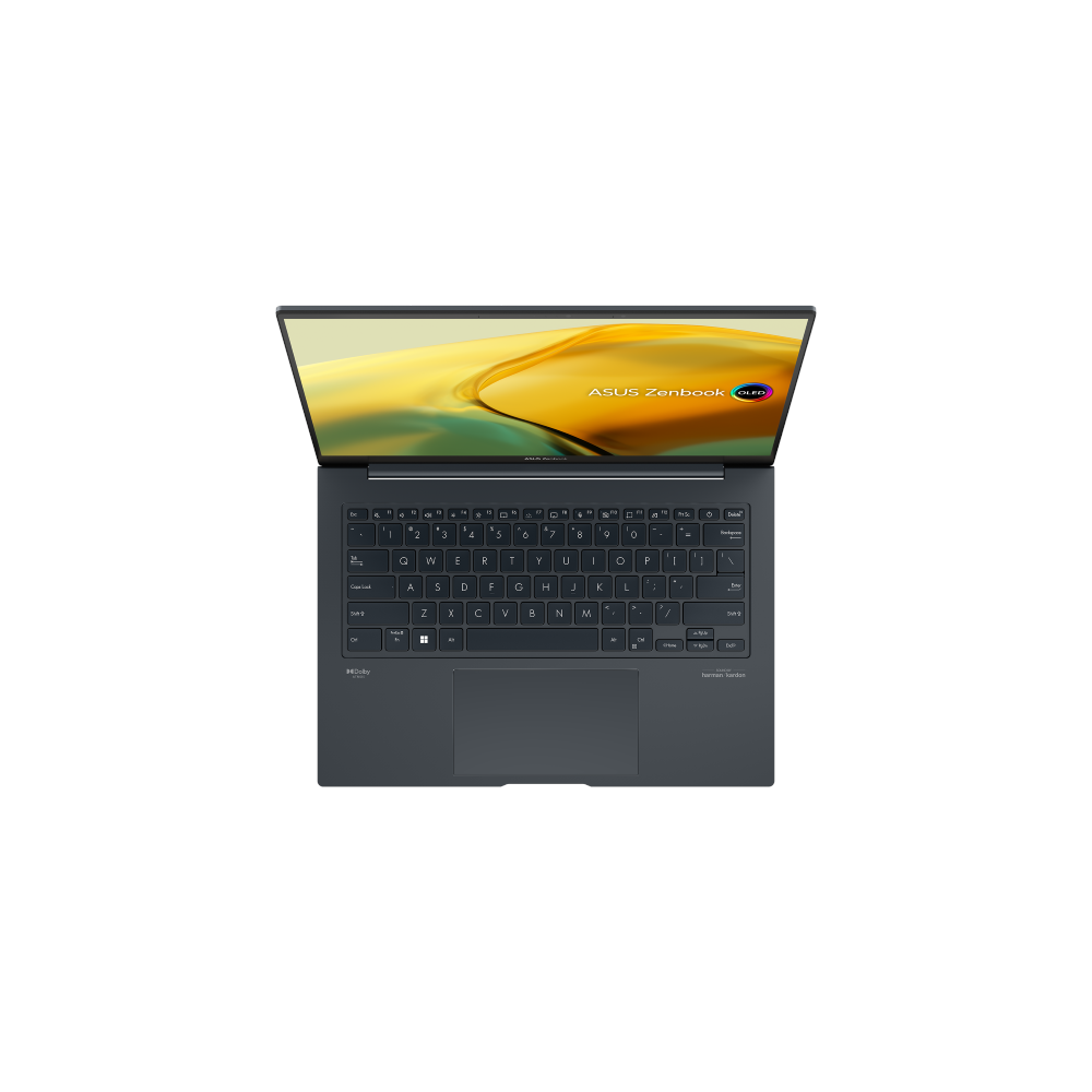 A large main feature product image of ASUS Zenbook 14X OLED UX3404VC-M9204X 14.5" 120Hz 13th Gen i9 13900H RTX 3050 Win 11 Pro Notebook