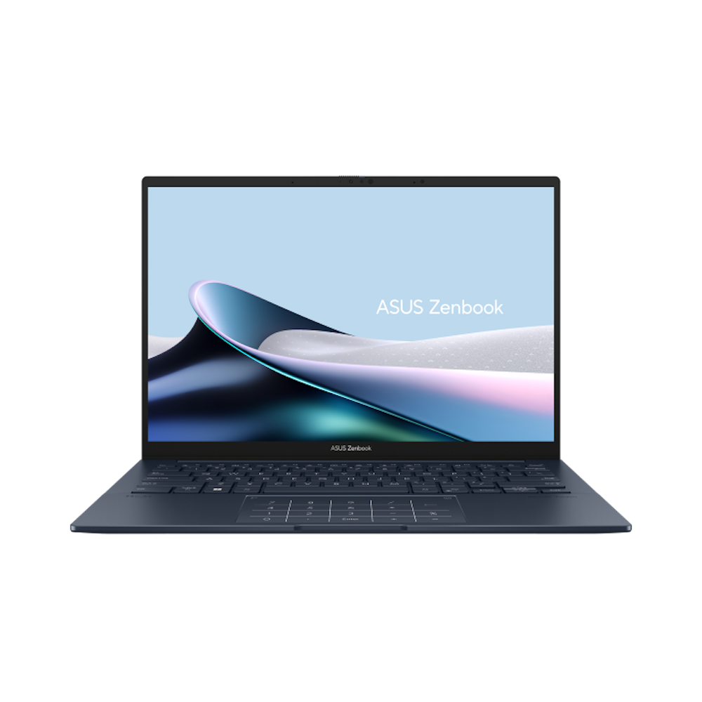 A large main feature product image of ASUS Zenbook 14 OLED (UX3405) - 14" 120Hz, Core Ultra 9, 32GB/1TB - Win 11 Pro Notebook