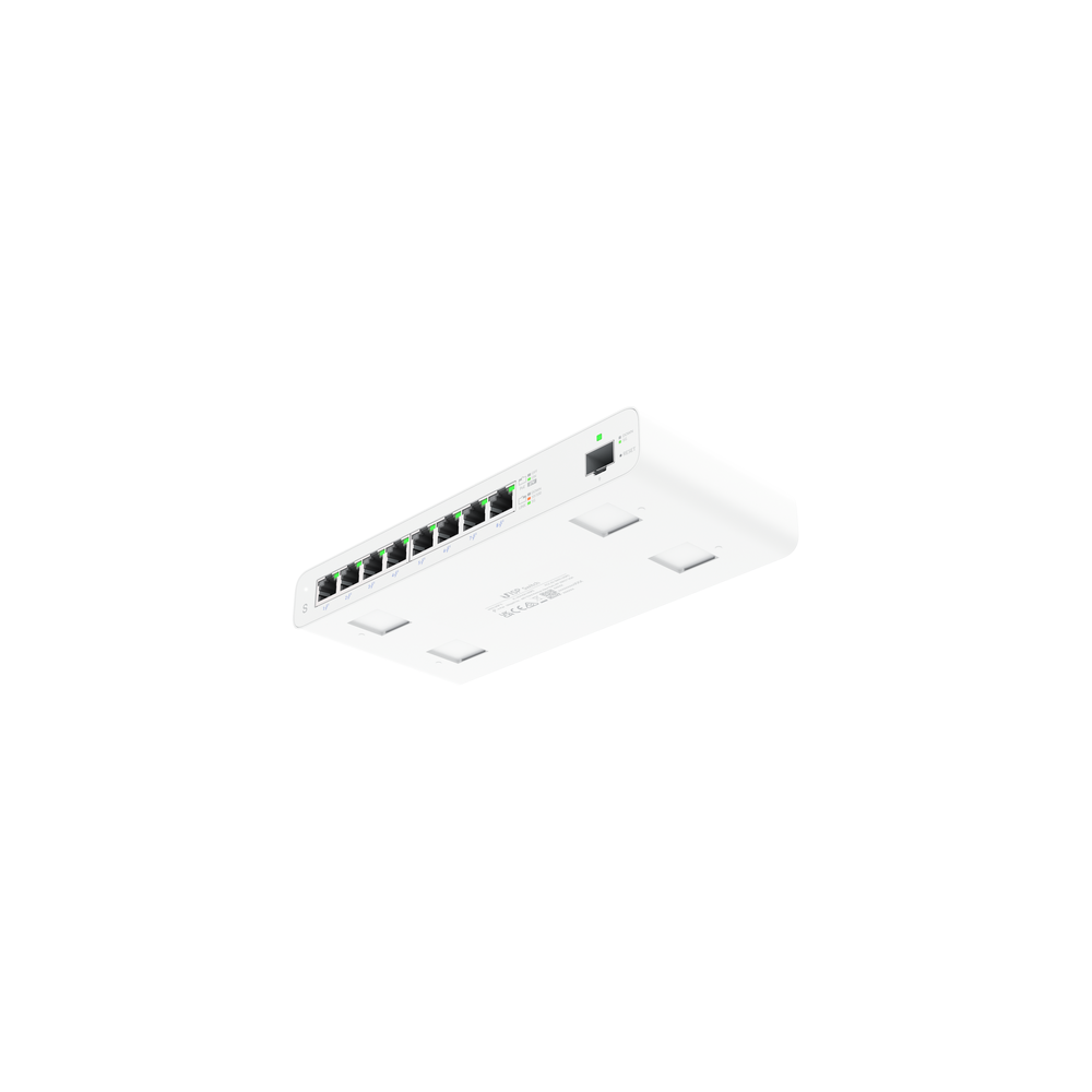 A large main feature product image of EX-DEMO Ubiquiti UISP 8-Port GbE Switch