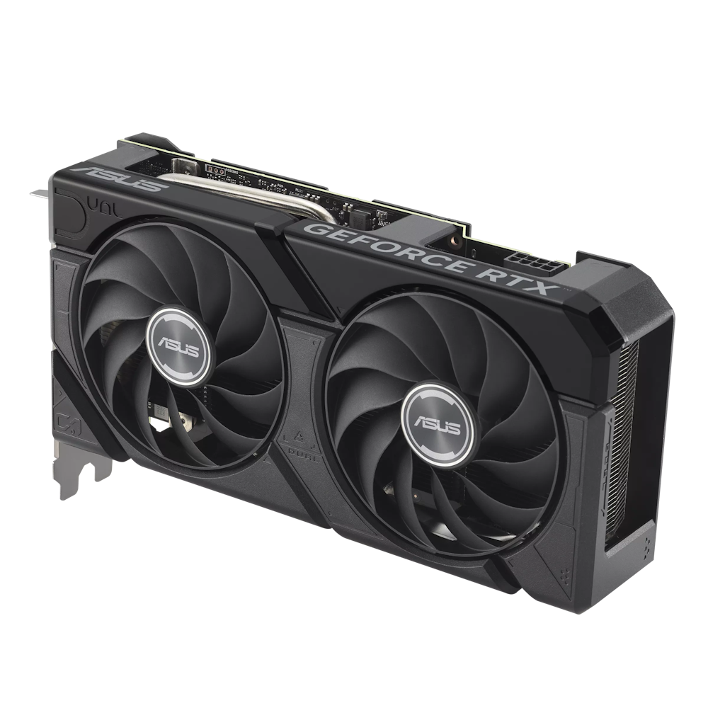 A large main feature product image of ASUS GeForce RTX 4060 Ti Dual EVO OC 8GB GDDR6